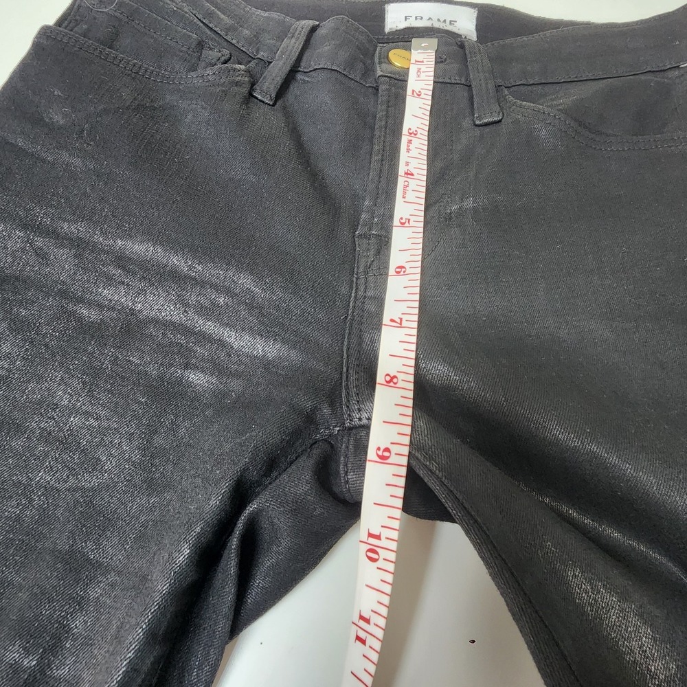 Frame Le Skinny Jeans Women's 25 Black Coated Mid Rise $258 - Picture 10 of 12